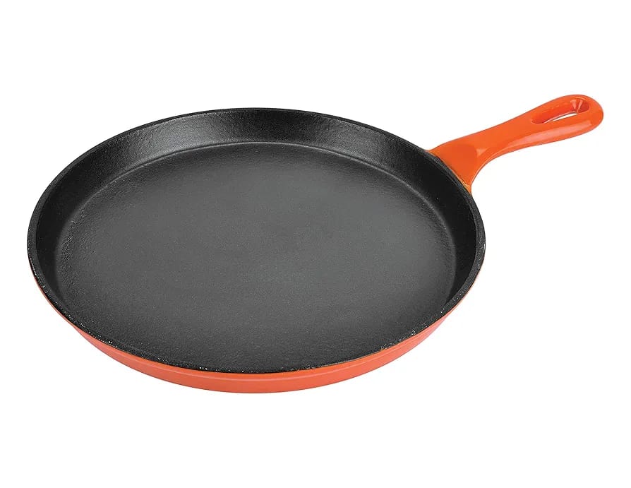 BERGNER Eros Cast Iron Tawa, 26.5 cm, Induction Base, Orange, Standard
