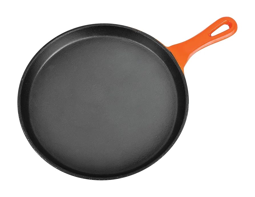 BERGNER Eros Cast Iron Tawa, 26.5 cm, Induction Base, Orange, Standard