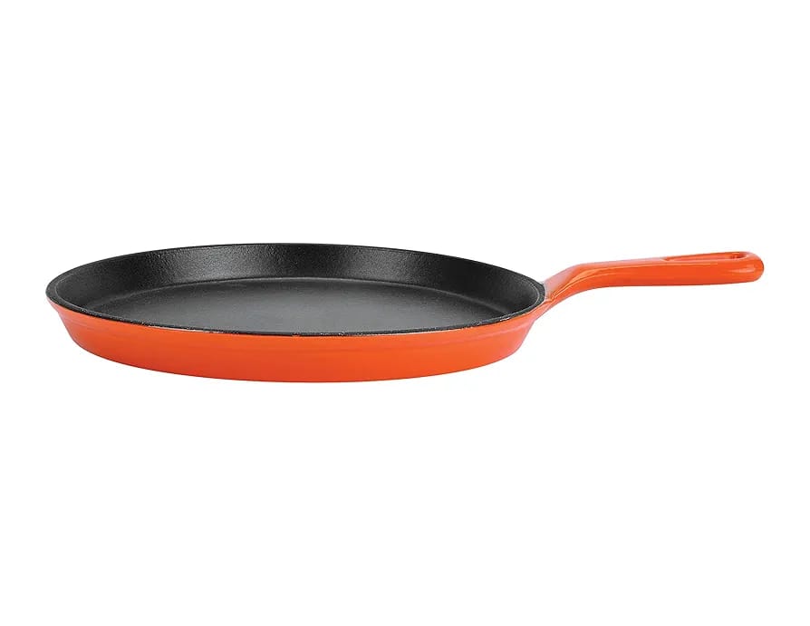 BERGNER Eros Cast Iron Tawa, 26.5 cm, Induction Base, Orange, Standard