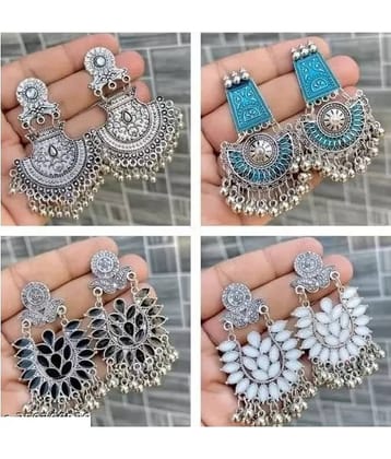 Samridhi DC Silver Drop Earrings ( Pack of 4 )