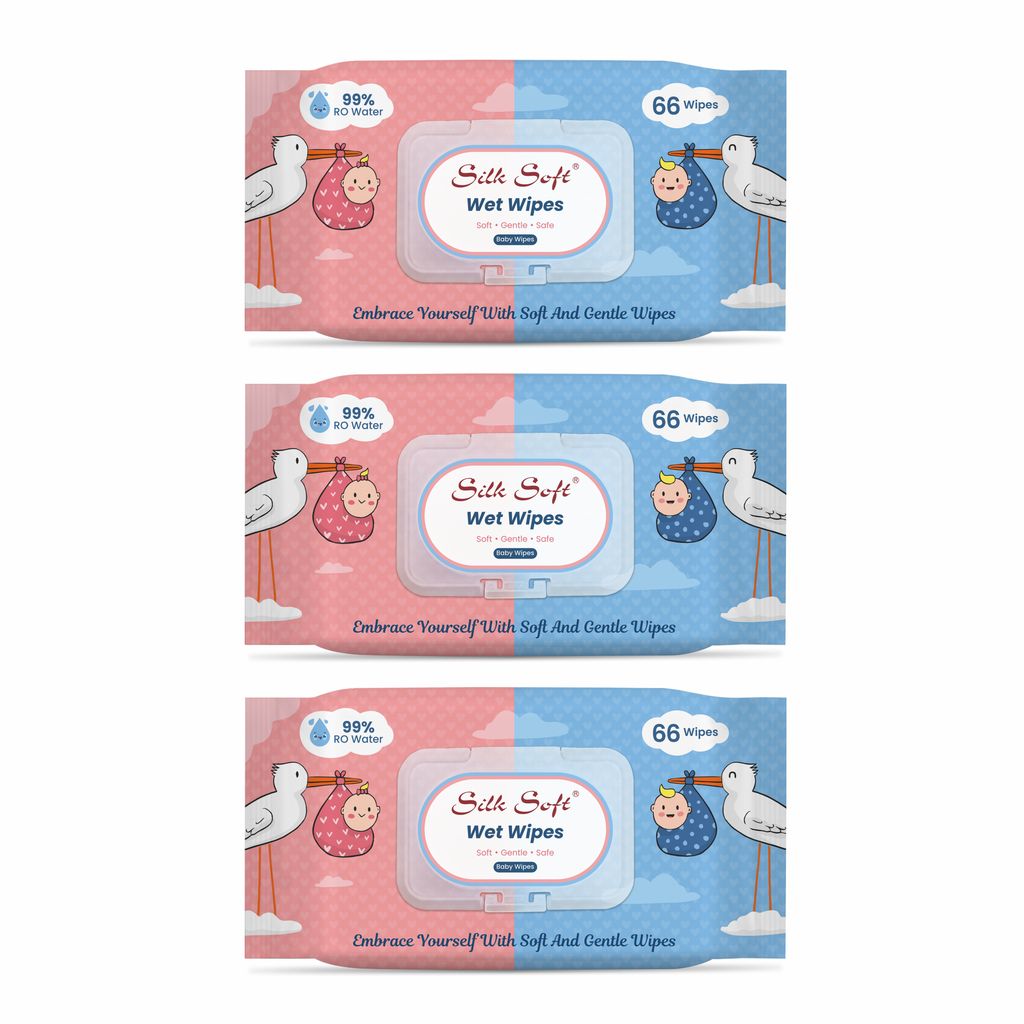 Silk Soft Multipurpose Wet Wipes – 198 Wipes (66 x 3 Packs) | Gentle, Alcohol-Free & Hypoallergenic | Effective Cleaning for Hands, Face & Surfaces