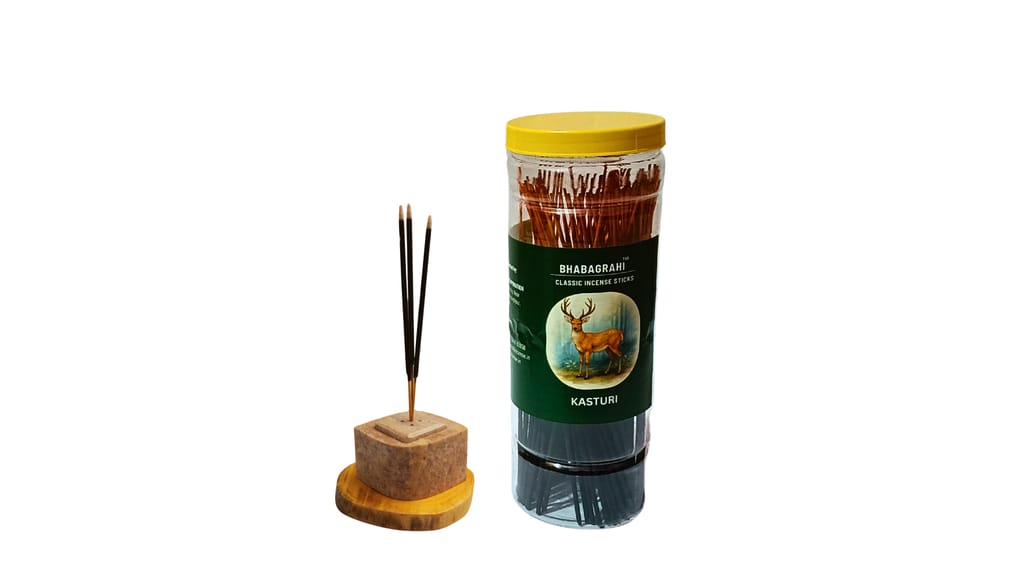 Bhabagrahi Classic Kasturi Incense Sticks 8 Inch | Premium Long-Lasting Fragrance | 150 Sticks in Plastic Jar