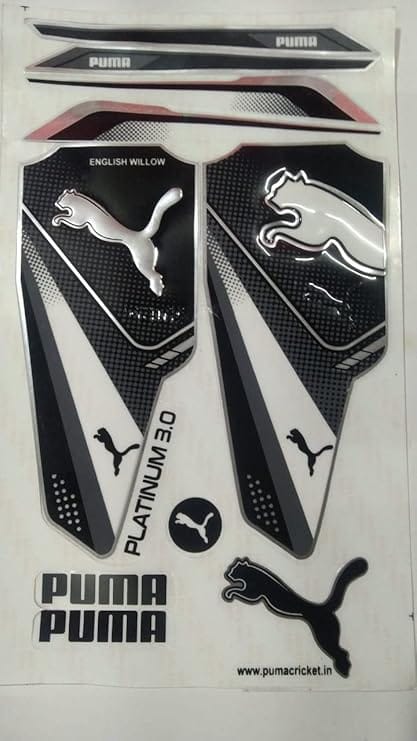 TEKNAXO | 3D Embossed Laminated Glossy High Shine Cricket Bat Self-Adhesive Sticker Platinum 3.0