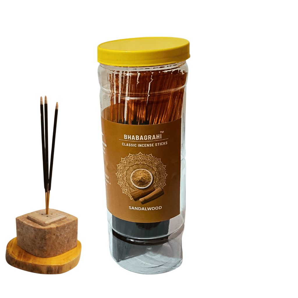 Bhabagrahi Classic Sandalwood Incense Sticks 8 Inch | Premium Long-Lasting Fragrance | 150 Sticks in Plastic Jar