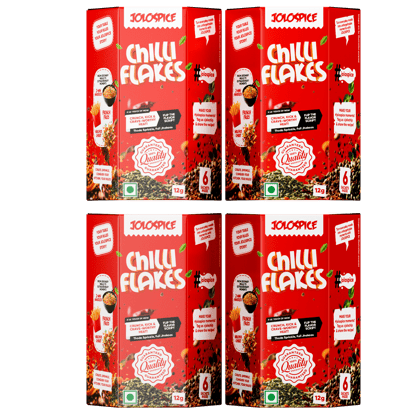 JOLOCHIP JoloSpice Chilli Flakes| Pack of 4 | 6 Sachets per Pack | 2g x 6=12g Each | Total 48g JOLOCHIP JoloSpice Chilli Flakes| Pack of 4 | 6 Sachets per Pack | 2g x 6=12g Each | Total 48g