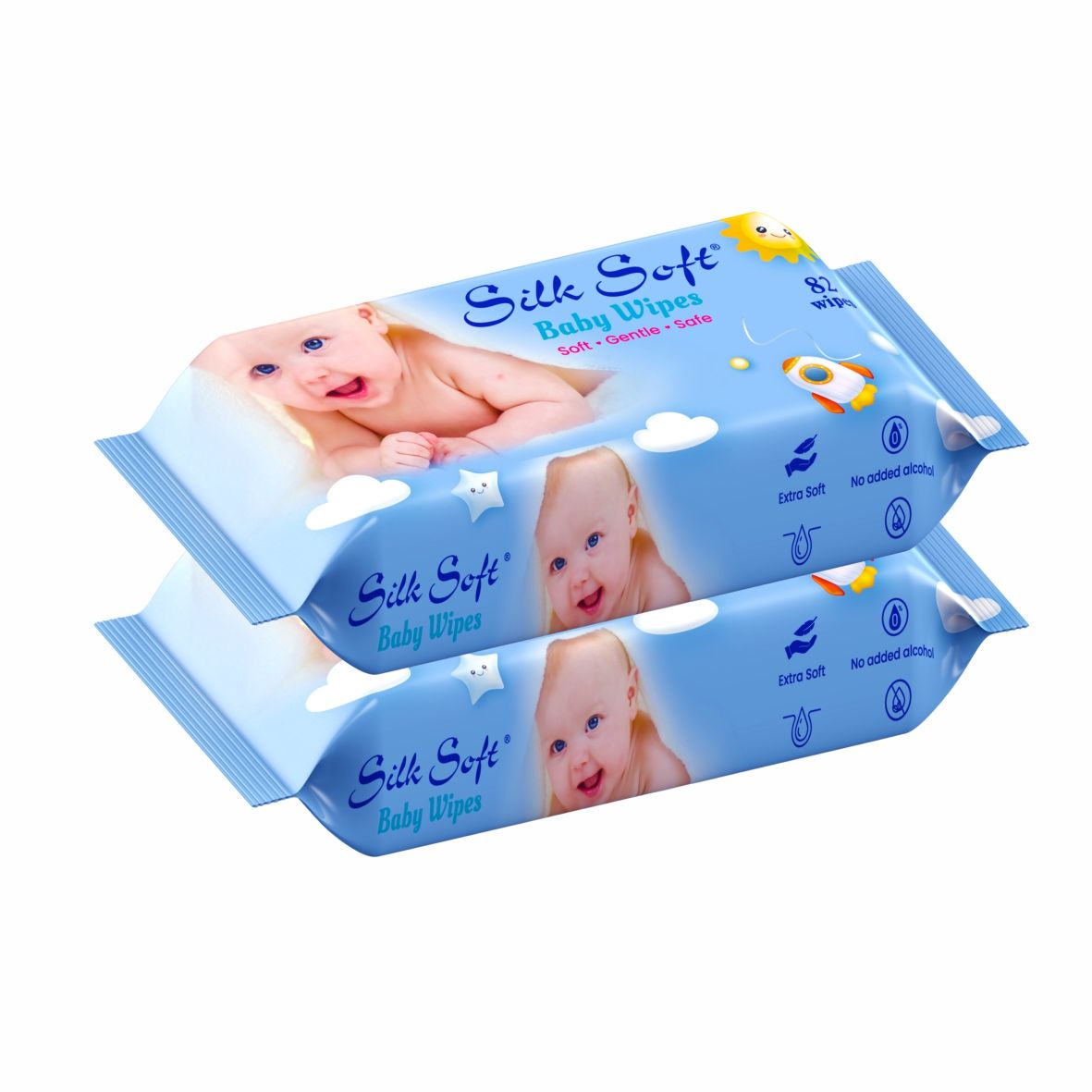 Silk Soft Baby Wet Wipes – 164 Wipes (82 x 2 Packs) | Fragrance-Free, Alcohol-Free & Hypoallergenic | Extra Thick, Moisturizing & Gentle on Sensitive Baby Skin