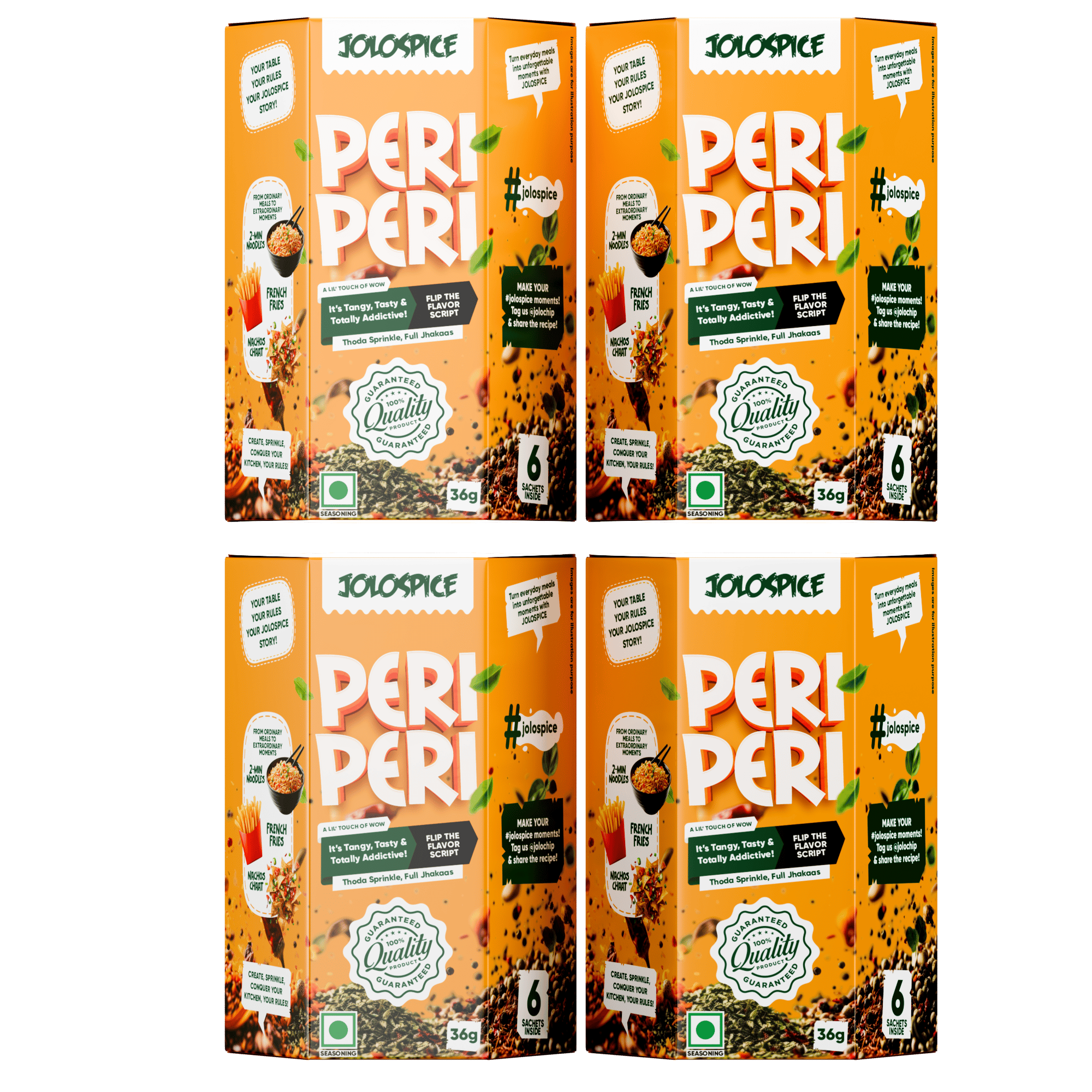 JOLOCHIP Jolospice Peri Peri | 4 Packs x 6 Sachets (6g Each) | 144g