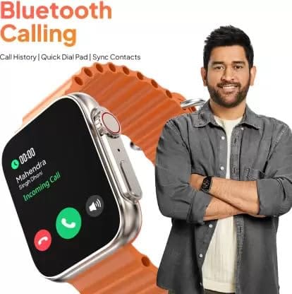 Ultra Series 8 AMOLED 368 * 448px 1.89 High Resolution,BT Calling and 123 Sports Modes Smartwatch (Orange Strap, Free Size)