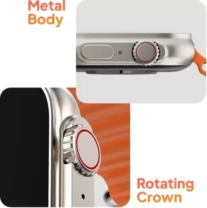 Ultra Series 8 AMOLED 368 * 448px 1.89 High Resolution,BT Calling and 123 Sports Modes Smartwatch (Orange Strap, Free Size)