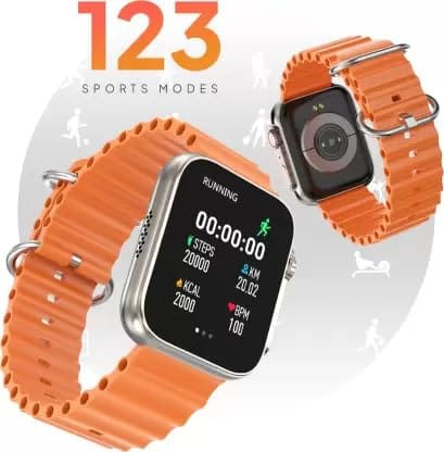 Ultra Series 8 AMOLED 368 * 448px 1.89 High Resolution,BT Calling and 123 Sports Modes Smartwatch (Orange Strap, Free Size)