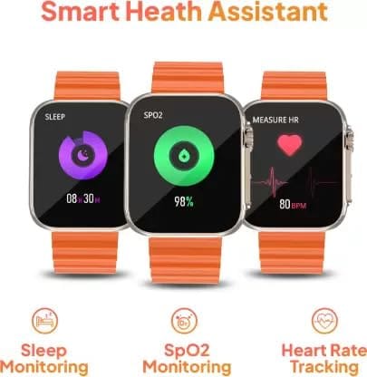 Ultra Series 8 AMOLED 368 * 448px 1.89 High Resolution,BT Calling and 123 Sports Modes Smartwatch (Orange Strap, Free Size)