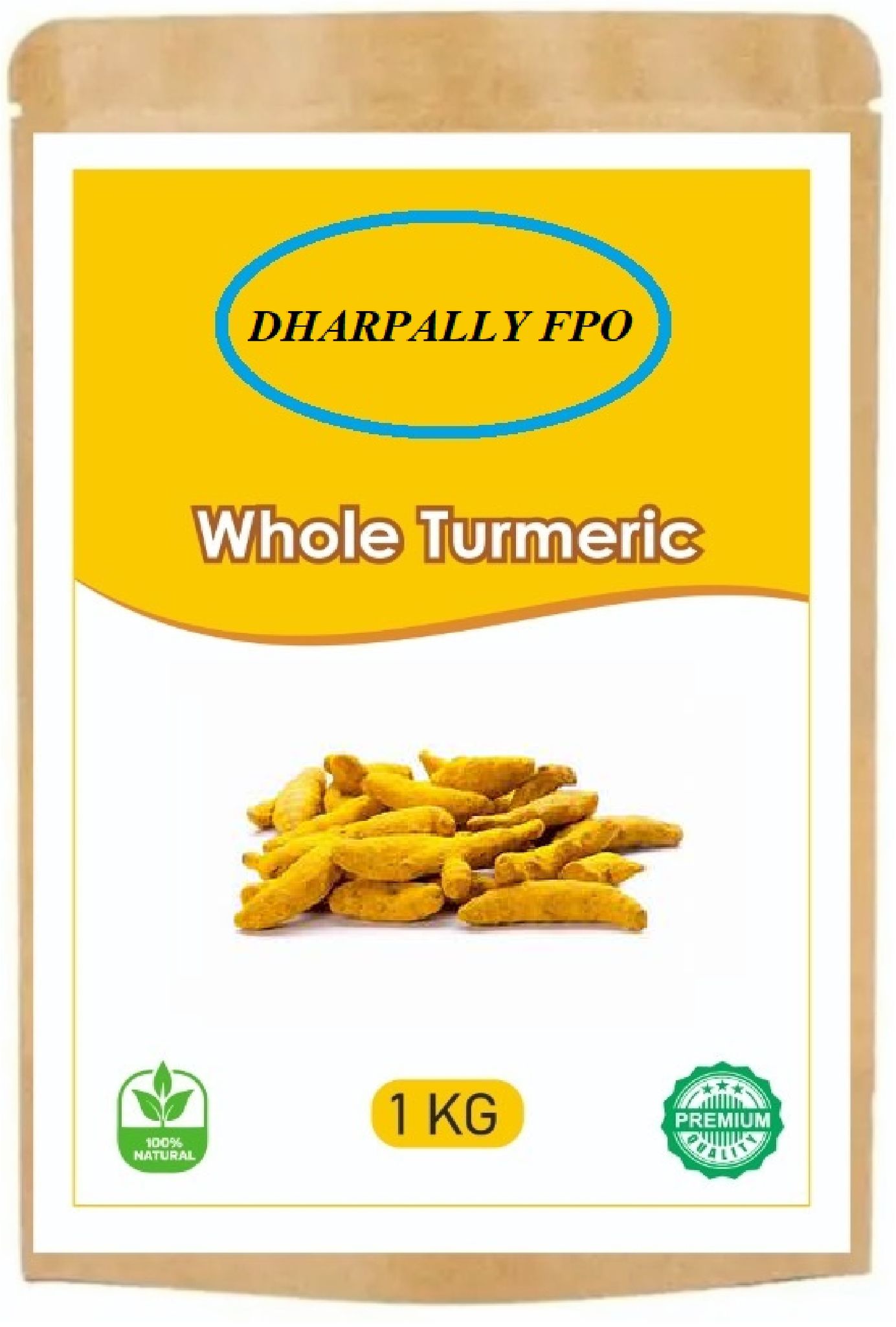 DHARPALLY FPO Whole Turmeric / Haldi - 1 KG Premium Natural Spice