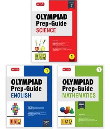 MTG Olympiad Prep-Guide Class-1 Mathematics, Science & English (Set of 3 Books) - Detailed Theory, IMO-NSO-IEO Previous Years Questions with Self Test For SOF 2025-26 Exam