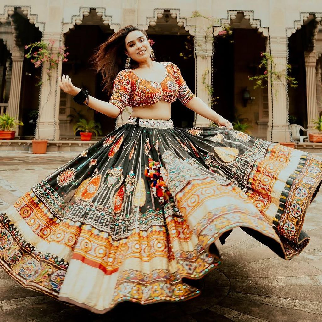 Red Black Navratri chaniya choli Readymade Indian wedding Festival partywear lehenga choli for women