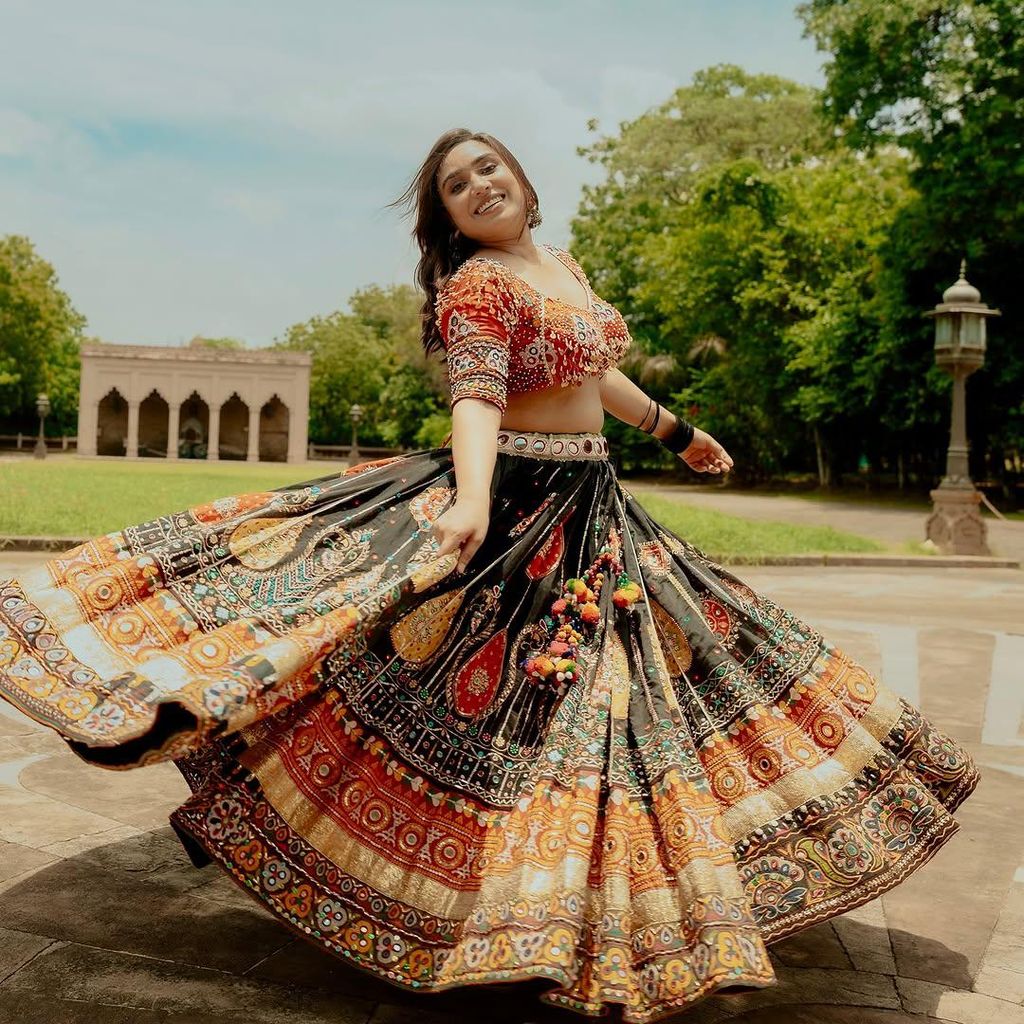 Red Black Navratri chaniya choli Readymade Indian wedding Festival partywear lehenga choli for women