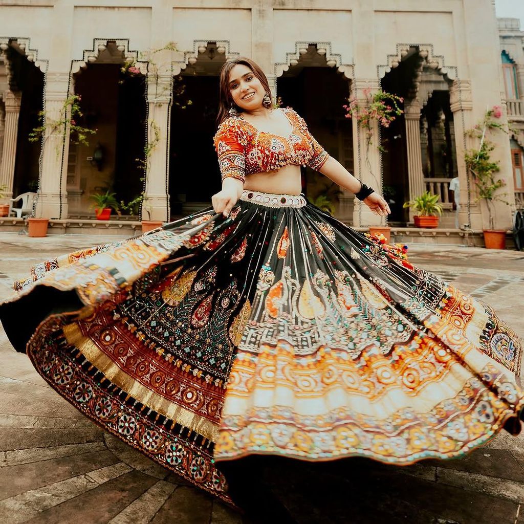 Red Black Navratri chaniya choli Readymade Indian wedding Festival partywear lehenga choli for women