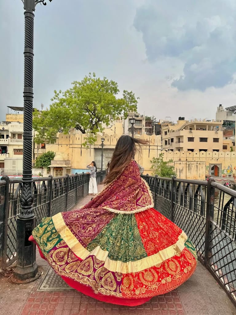 Red Green Pink Navratri chaniya choli Readymade Indian wedding Festival partywear lehenga choli for women