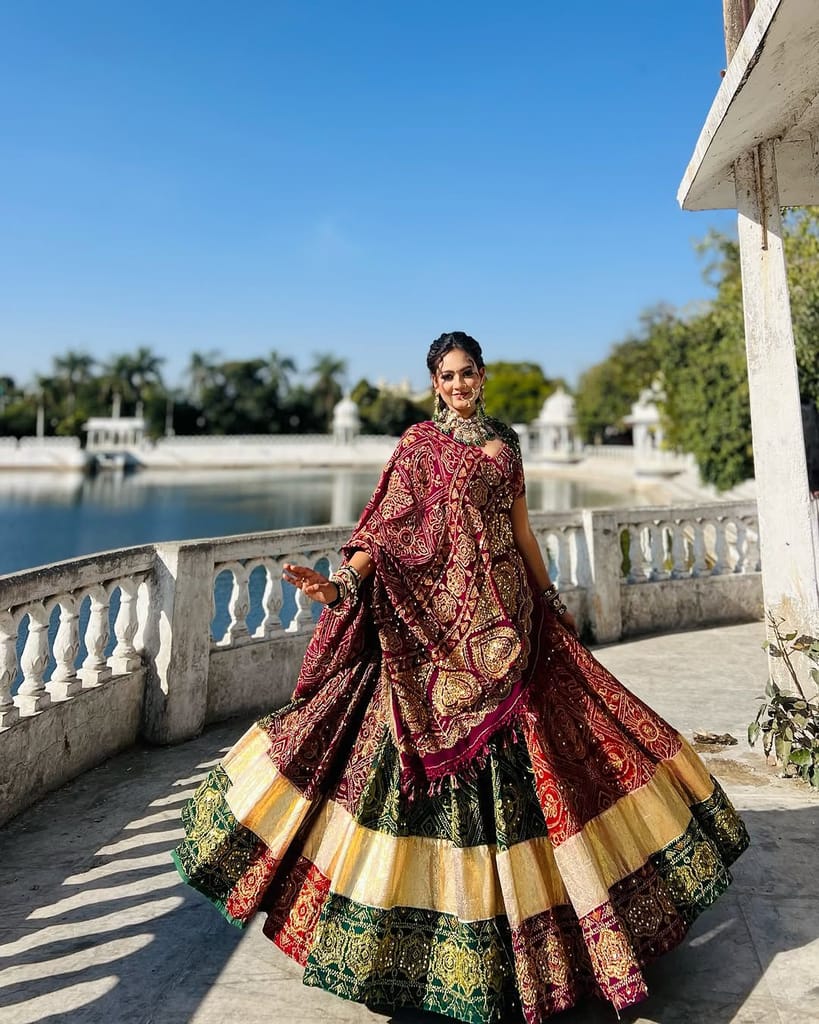 Red Green Pink Navratri chaniya choli Readymade Indian wedding Festival partywear lehenga choli for women