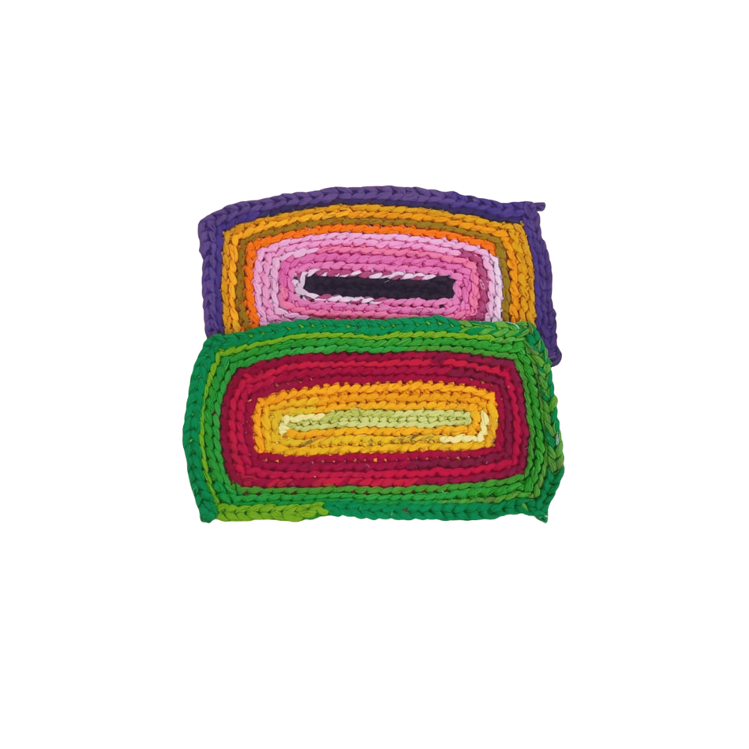 Handmade Multicolored Braided Rag Rug Mat - Vibrant Home Decor Floor Mat