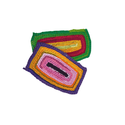 Handmade Colorful Chindi Rag Mat Set - Sustainable & Vibrant Home Decor Doormats