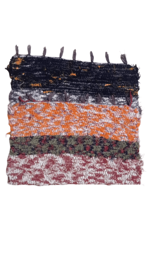 Handwoven Multi-Color Striped Chindi Rug - Bohemian Recycled Fabric Mat