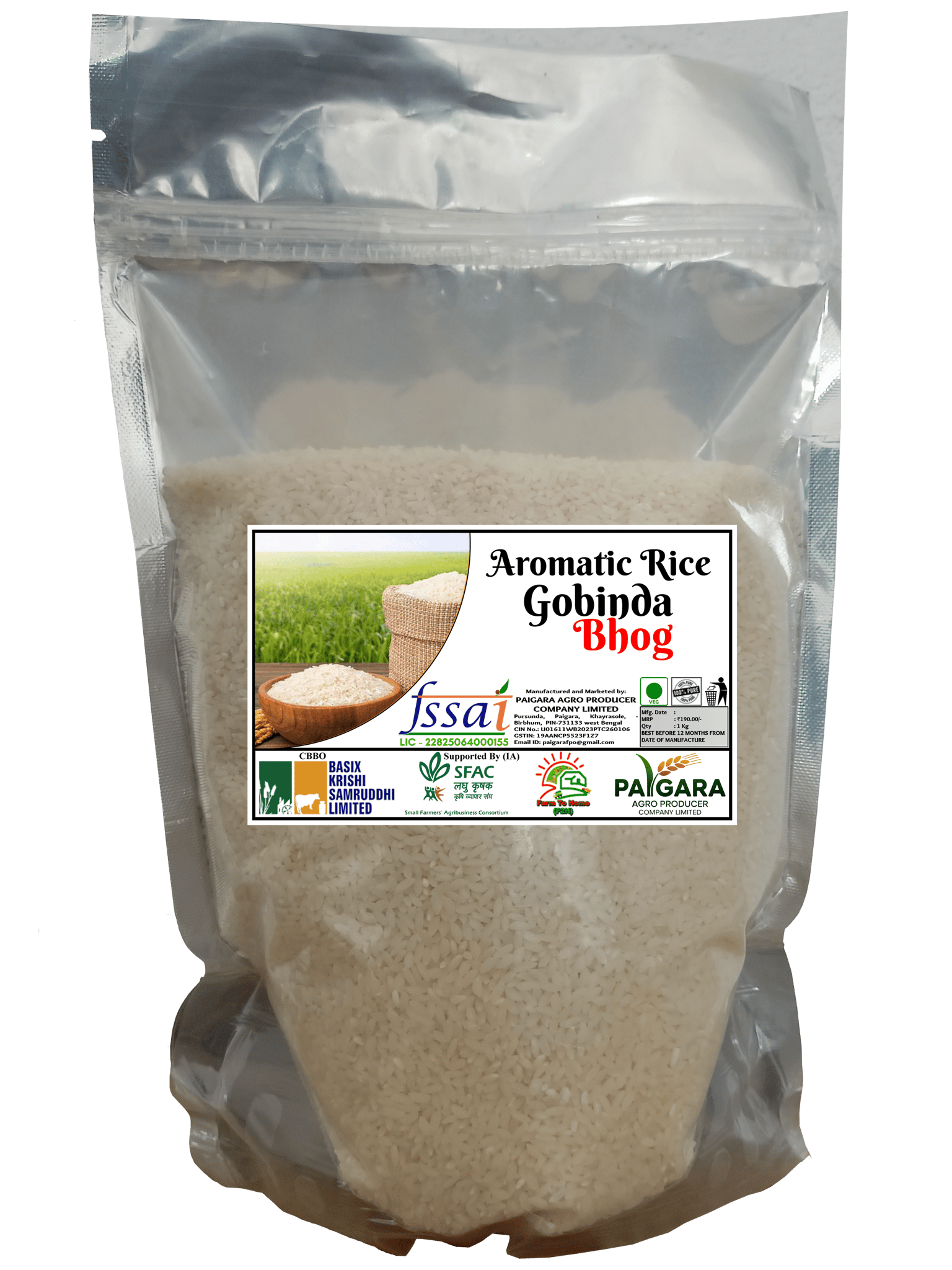 Aromatic Gobinda Bhog Rice - Premium Quality Fragrant Grain 1Kg