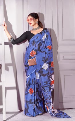 Ready To Wear Handicraft Women's Ikat Pure soft Cotton Saree With Blouse Piece