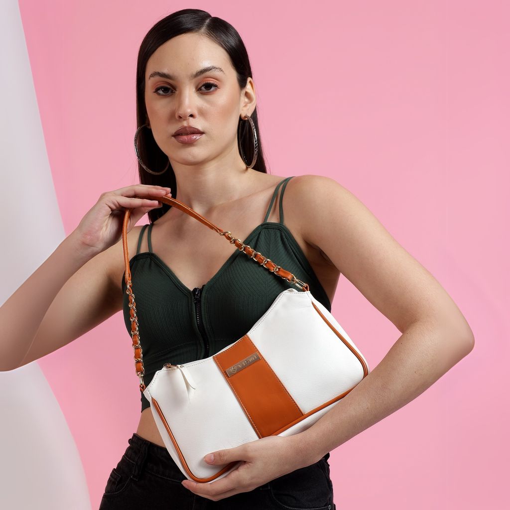 VISMIINTREND Women Handbag | Pu Leather Satchel Bag | Crossbody Sling Bag with Detachable Adjustable Strap | Evening Party Handbag | Solid Half Moon Style | Bags