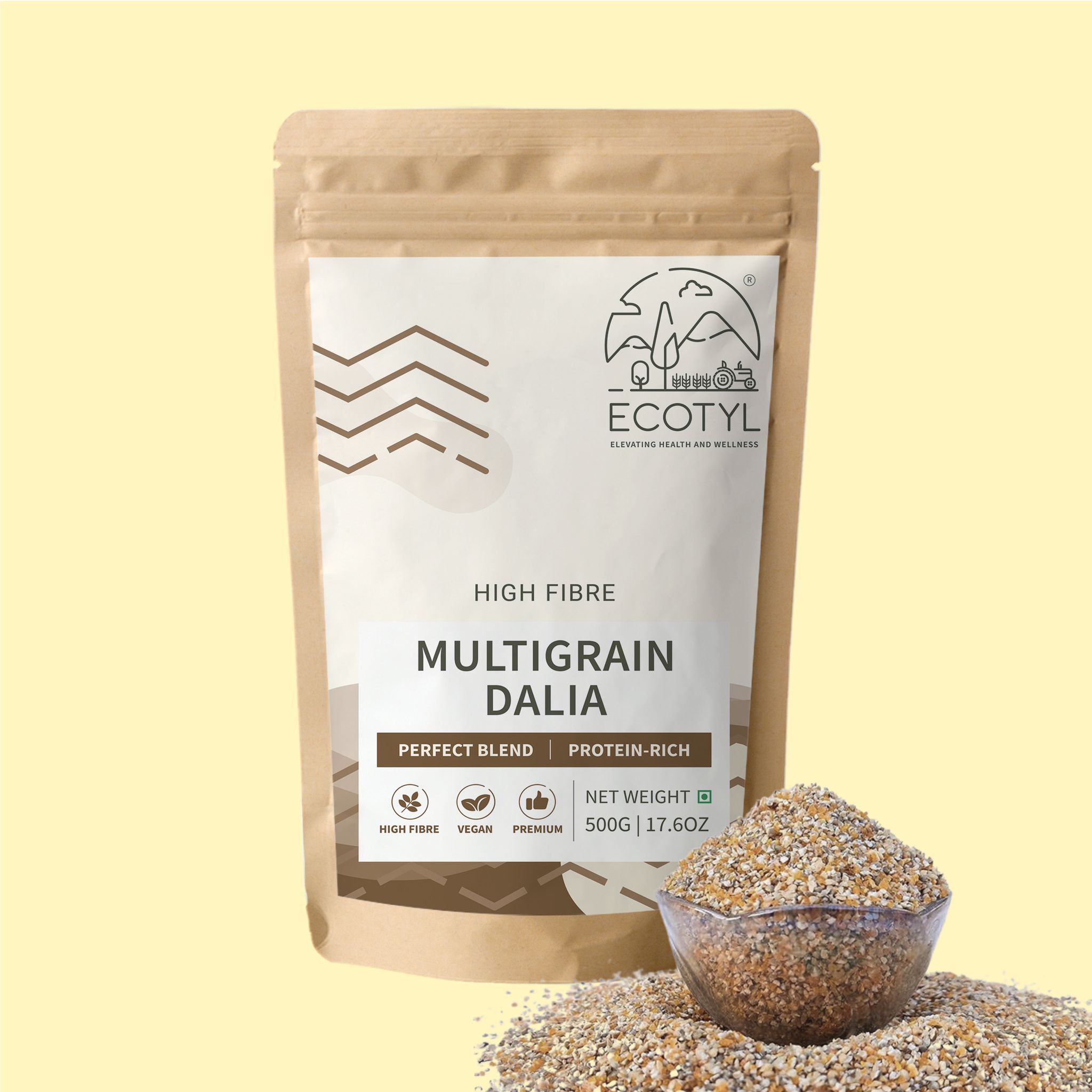   Ecotyl Multigrain Dalia | 5 Super Grains | Porridge | Easy to Make | 500g 