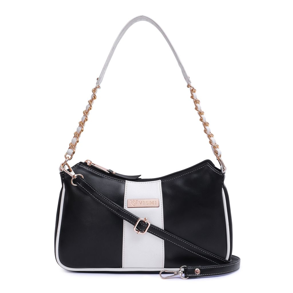 VISMIINTREND Women Handbag | Pu Leather Satchel Bag | Crossbody Sling Bag with Detachable Adjustable Strap | Evening Party Handbag | Solid Half Moon Style | Bags