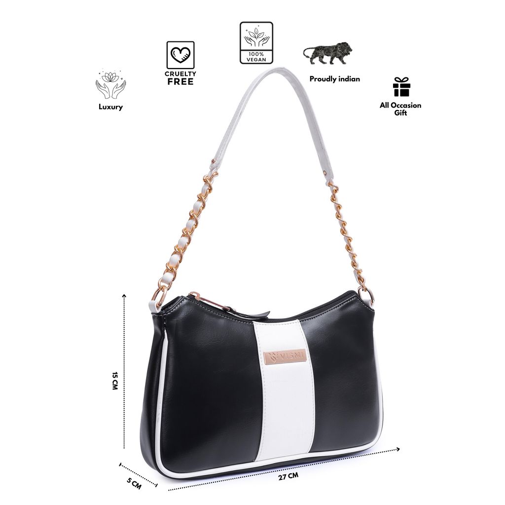 VISMIINTREND Women Handbag | Pu Leather Satchel Bag | Crossbody Sling Bag with Detachable Adjustable Strap | Evening Party Handbag | Solid Half Moon Style | Bags