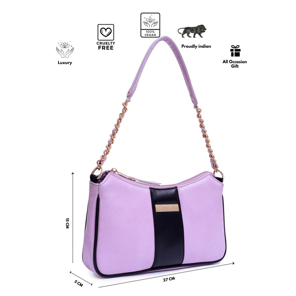 VISMIINTREND Women Handbag | Pu Leather Satchel Bag | Crossbody Sling Bag with Detachable Adjustable Strap | Evening Party Handbag | Solid Half Moon Style | Bags