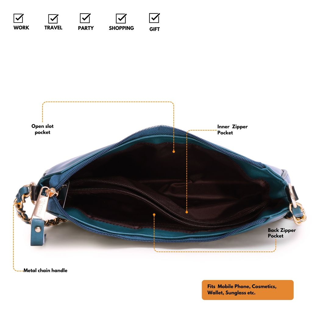 VISMIINTREND Women Handbag | Pu Leather Satchel Bag | Crossbody Sling Bag with Detachable Adjustable Strap | Evening Party Handbag | Solid Half Moon Style | Bags