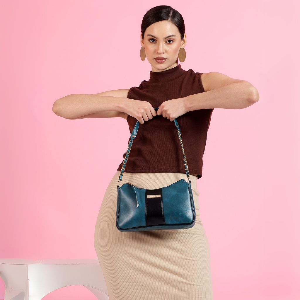 VISMIINTREND Women Handbag | Pu Leather Satchel Bag | Crossbody Sling Bag with Detachable Adjustable Strap | Evening Party Handbag | Solid Half Moon Style | Bags