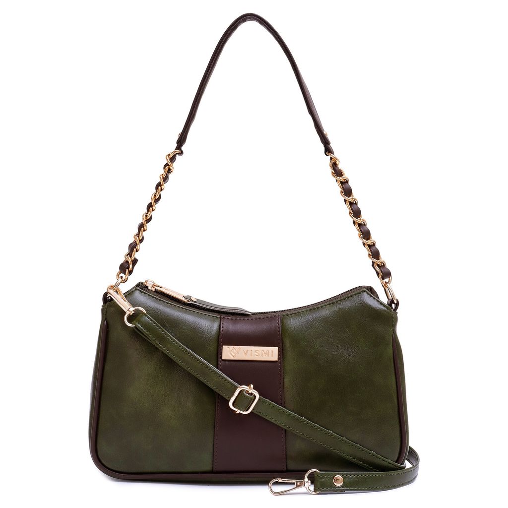 VISMIINTREND Women Handbag | Pu Leather Satchel Bag | Crossbody Sling Bag with Detachable Adjustable Strap | Evening Party Handbag | Solid Half Moon Style | Bags