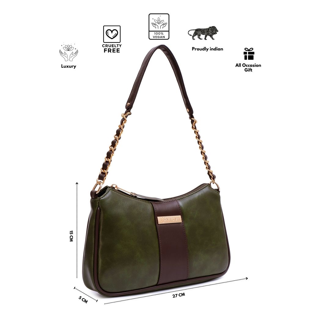 VISMIINTREND Women Handbag | Pu Leather Satchel Bag | Crossbody Sling Bag with Detachable Adjustable Strap | Evening Party Handbag | Solid Half Moon Style | Bags