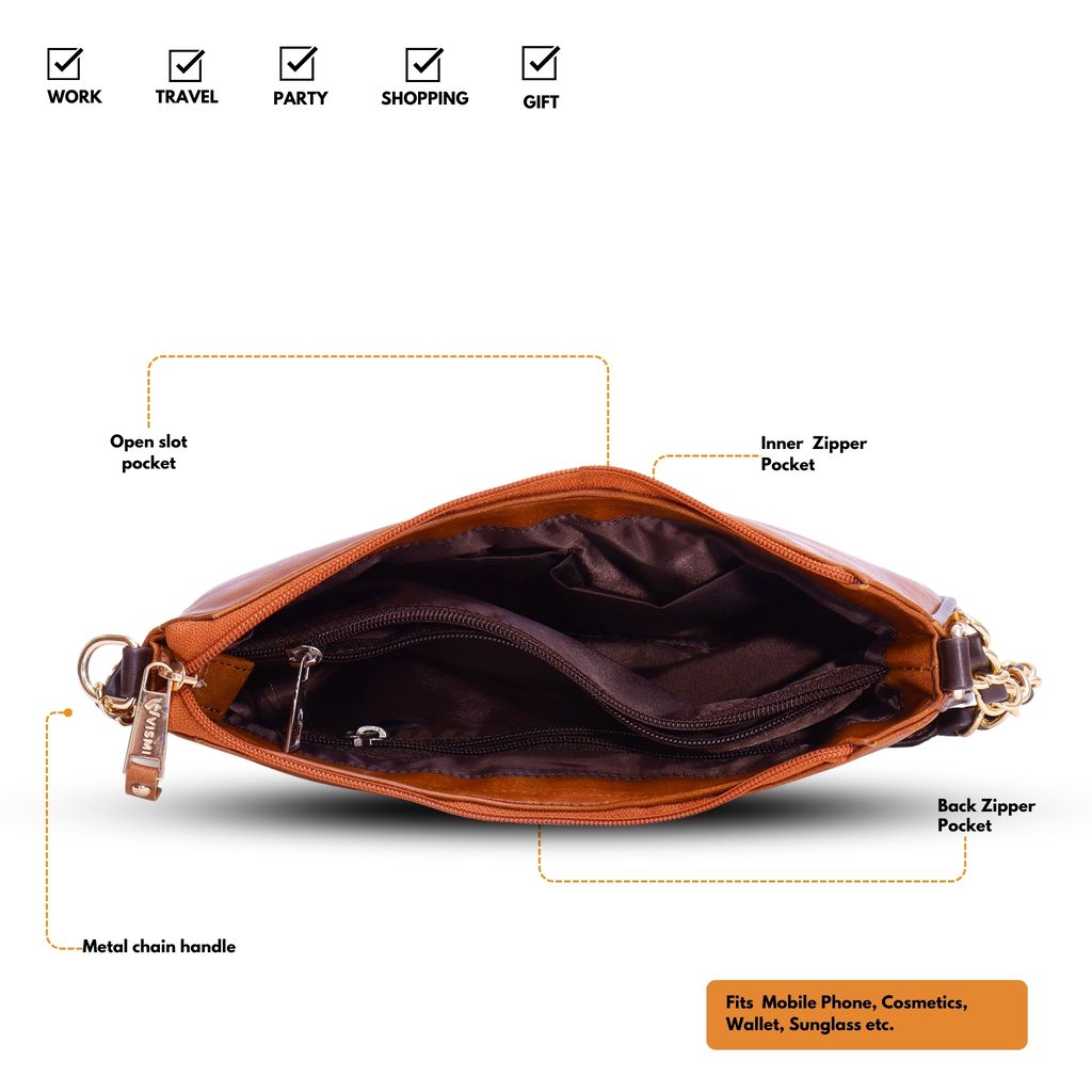 VISMIINTREND Women Handbag | Pu Leather Satchel Bag | Crossbody Sling Bag with Detachable Adjustable Strap | Evening Party Handbag | Solid Half Moon Style | Bags