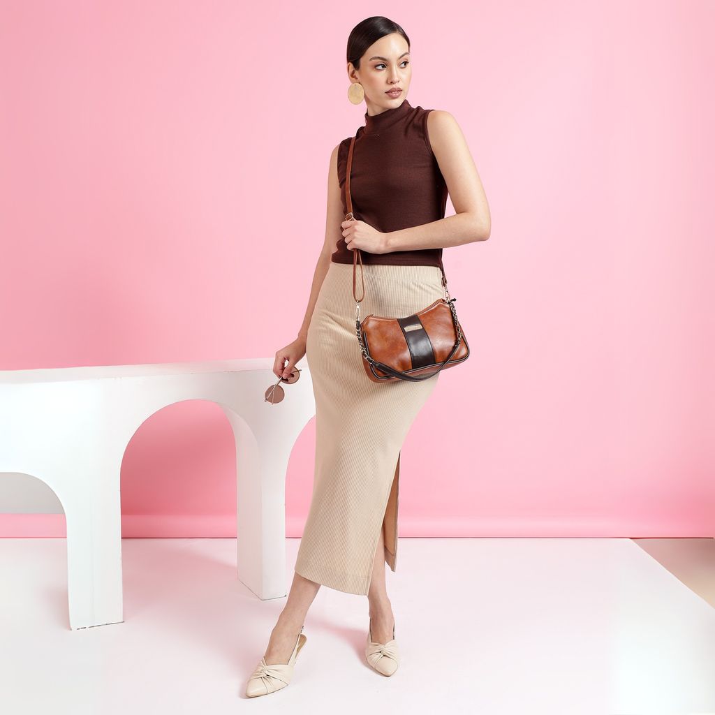 VISMIINTREND Women Handbag | Pu Leather Satchel Bag | Crossbody Sling Bag with Detachable Adjustable Strap | Evening Party Handbag | Solid Half Moon Style | Bags