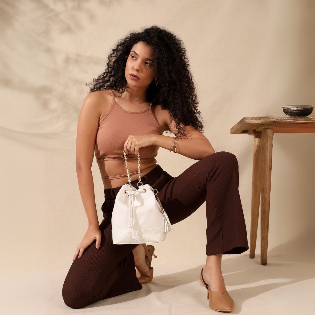 VISMIINTREND Stylish Bucket Bag for Women, Girls | Crossbody Detachable Strap Drawstring Closure Handbag | Pu Vegan Leather Handbag with Wallet & Purse