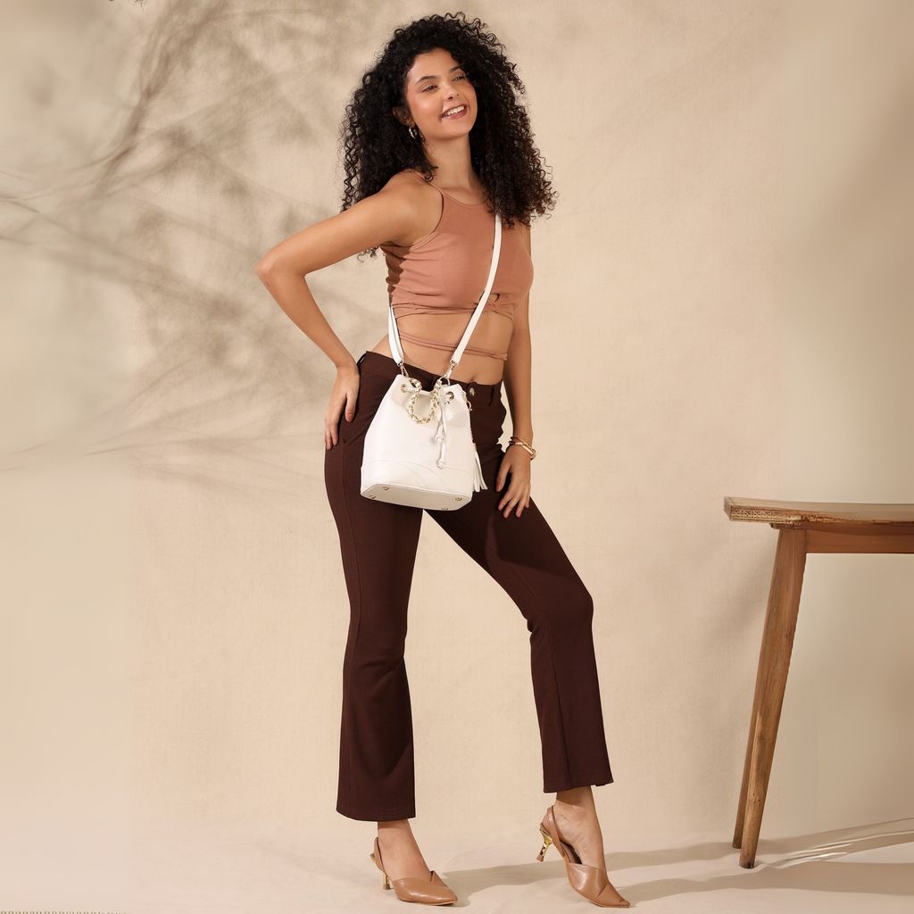 VISMIINTREND Stylish Bucket Bag for Women, Girls | Crossbody Detachable Strap Drawstring Closure Handbag | Pu Vegan Leather Handbag with Wallet & Purse