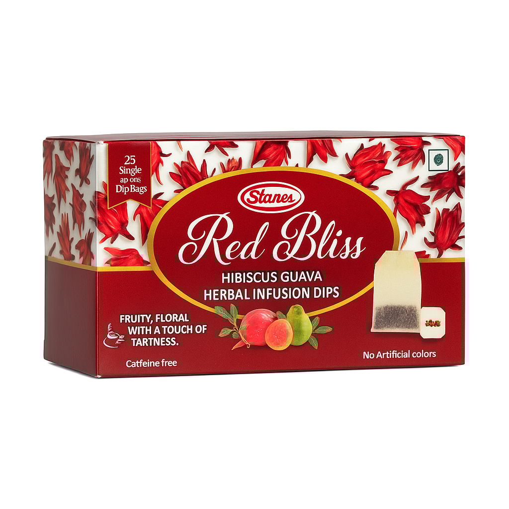 Stanes Red Bliss Hibiscus Guava Herbal Infusion Dips | 25 Single Serve Dip Bags | Pack of 1