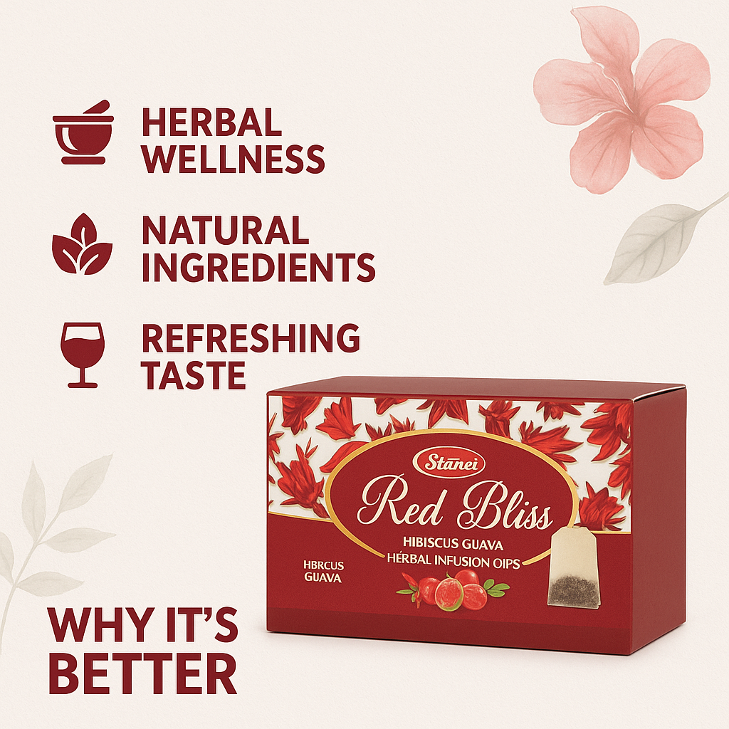 Stanes Red Bliss Hibiscus Guava Herbal Infusion Dips | 25 Single Serve Dip Bags | Pack of 1