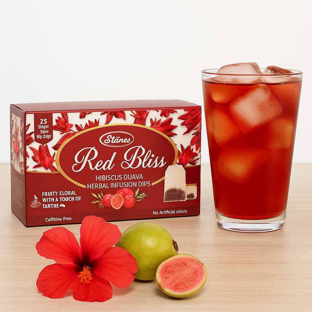 Stanes Red Bliss Hibiscus Guava Herbal Infusion Dips | 25 Single Serve Dip Bags | Pack of 1