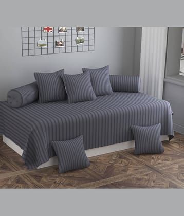 HIDECOR Microfibre Vertical Striped Diwan Set 8 Pcs - Gray