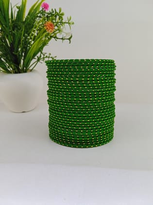 Metal Velvet Bangles "Green Dotted Set of 36" .