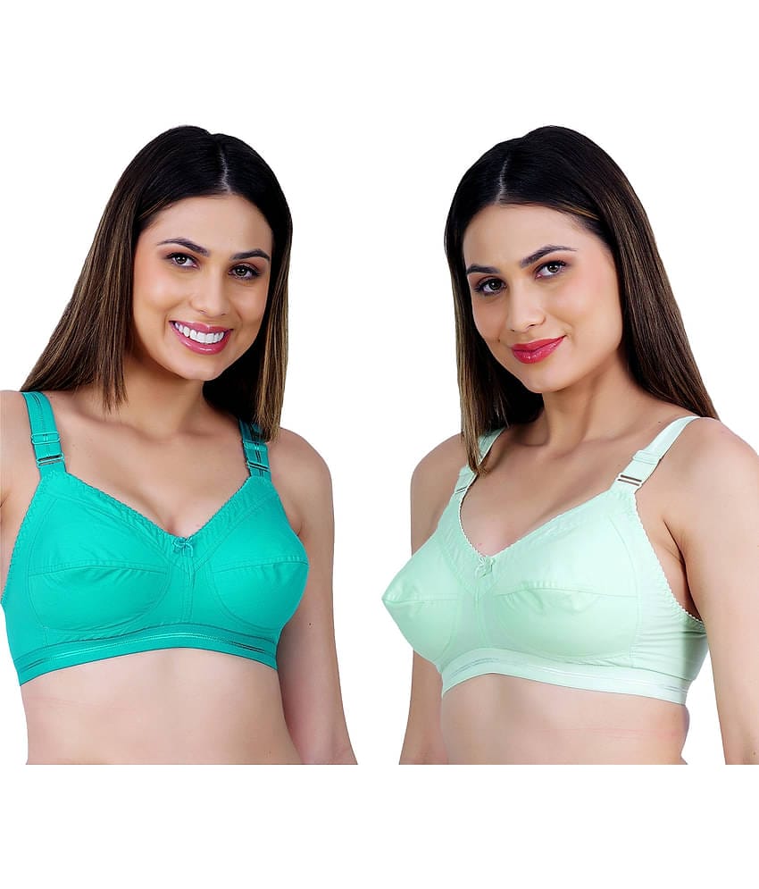 Ladyland Pack of 2 Cotton Non Padded Everyday Bra For Women ( Multicolor )