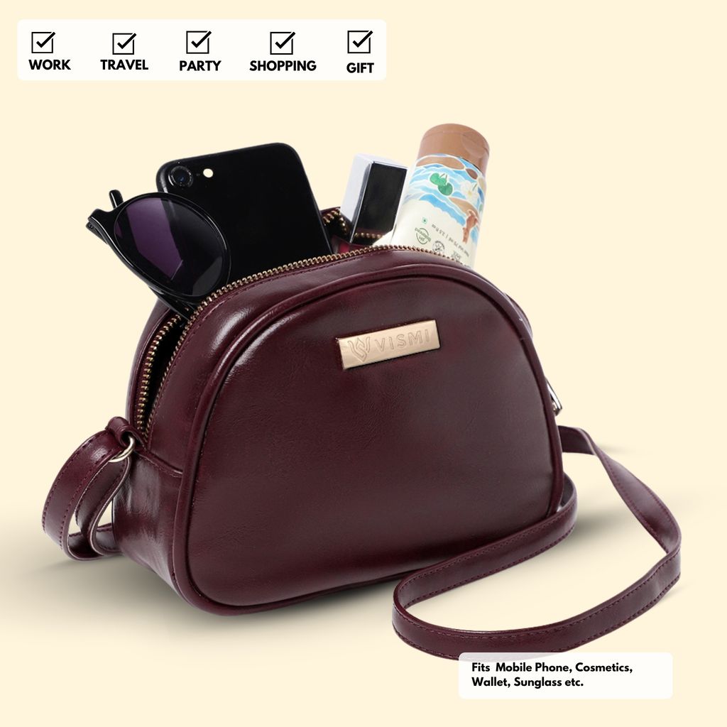 VISMIINTREND Stylish Crossbody Sling Bag with Adjustable Strap | Pu Leather Travel Bag | for Women, Girls | Birthday | Anniversary | Diwali Gift