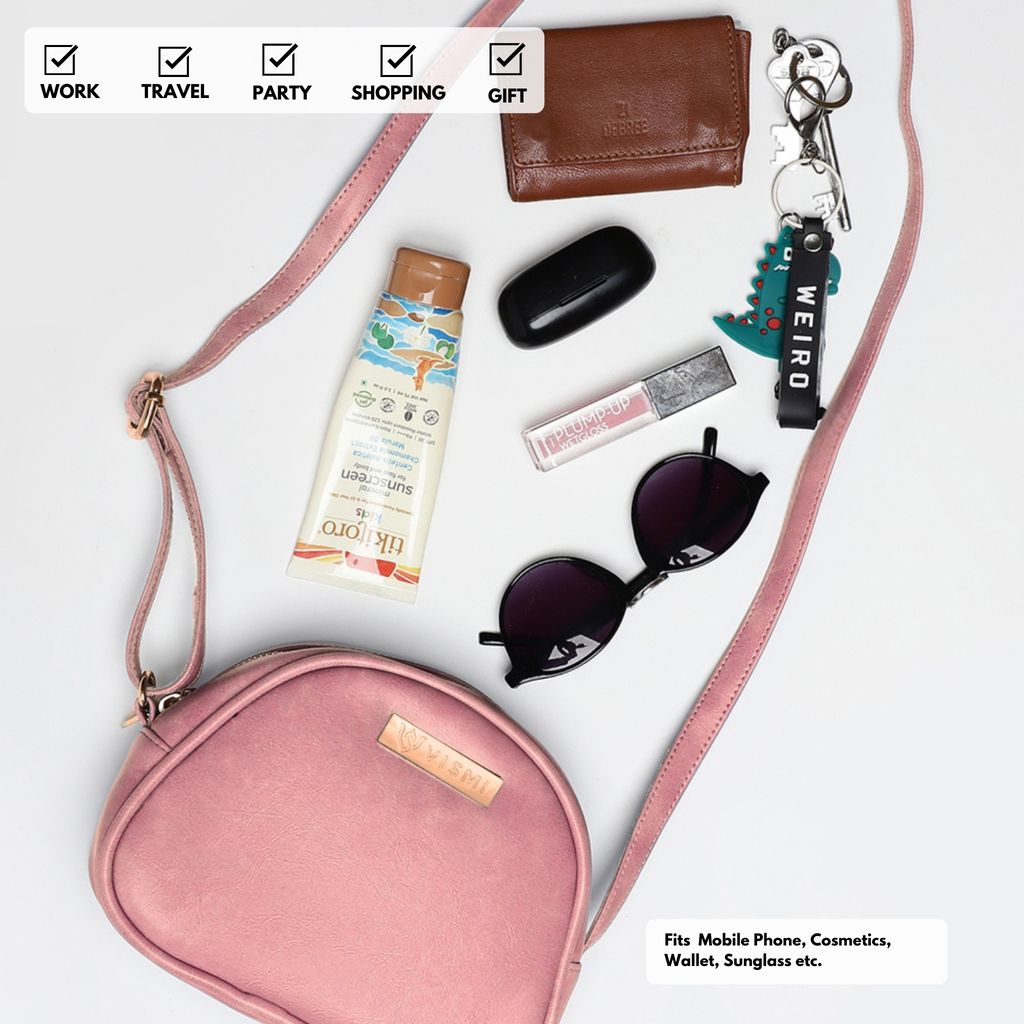 VISMIINTREND Stylish Crossbody Sling Bag with Adjustable Strap | Pu Leather Travel Bag | for Women, Girls | Birthday | Anniversary | Diwali Gift