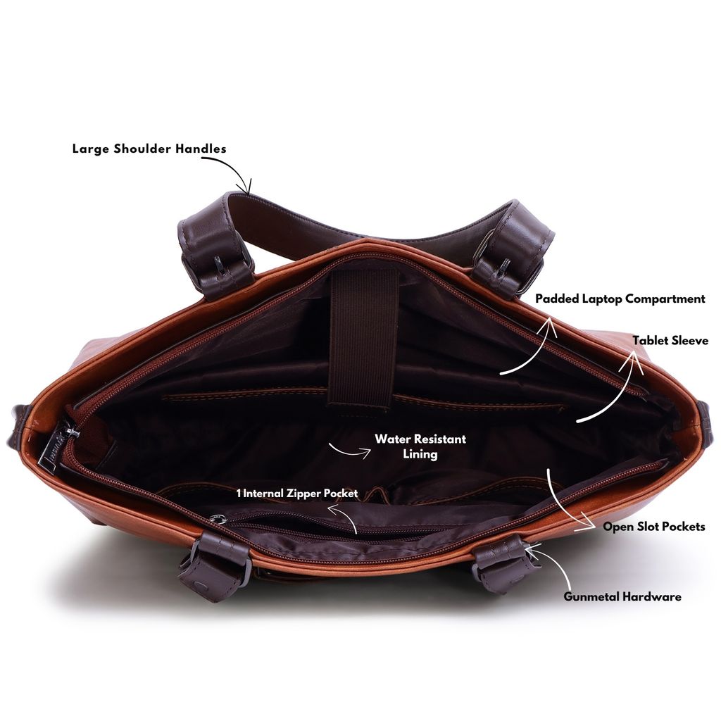 VISMIINTREND Office Bag for Women Upto 15.6 Inch Laptop | Travel Handbag | Pu Leather Stylish Tote Bag | Trendy Office Use Sling Bag | Diwali Gift for Mother | Wife