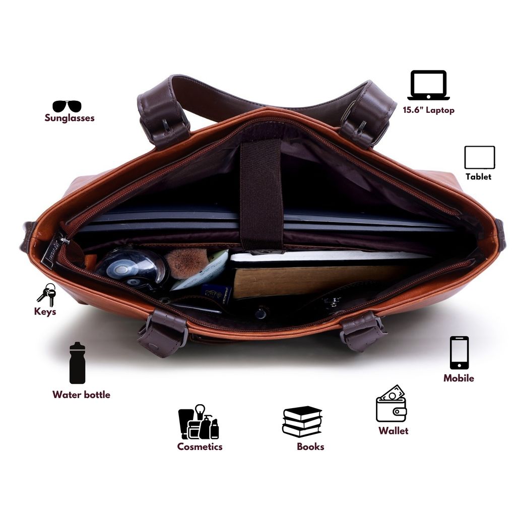 VISMIINTREND Office Bag for Women Upto 15.6 Inch Laptop | Travel Handbag | Pu Leather Stylish Tote Bag | Trendy Office Use Sling Bag | Diwali Gift for Mother | Wife